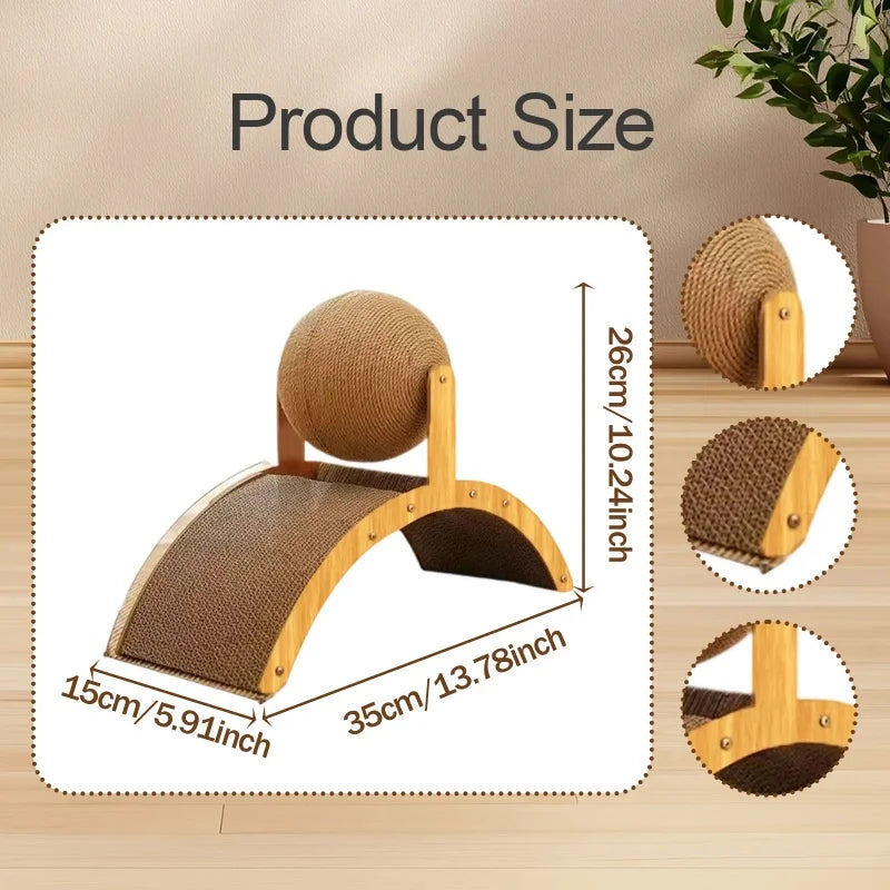 Griffoir boule en sisal pour chat sur support en bois / Sisal ball cat scratcher on wood stand