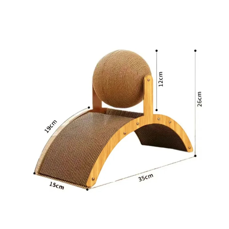Griffoir boule en sisal pour chat sur support en bois / Sisal ball cat scratcher on wood stand