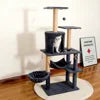 Grand arbre à chat en bois et sisal avec lit intégré, structure d’escalade robuste, tour et condo de 132 cm pour intérieur, meuble pour animaux au style simple