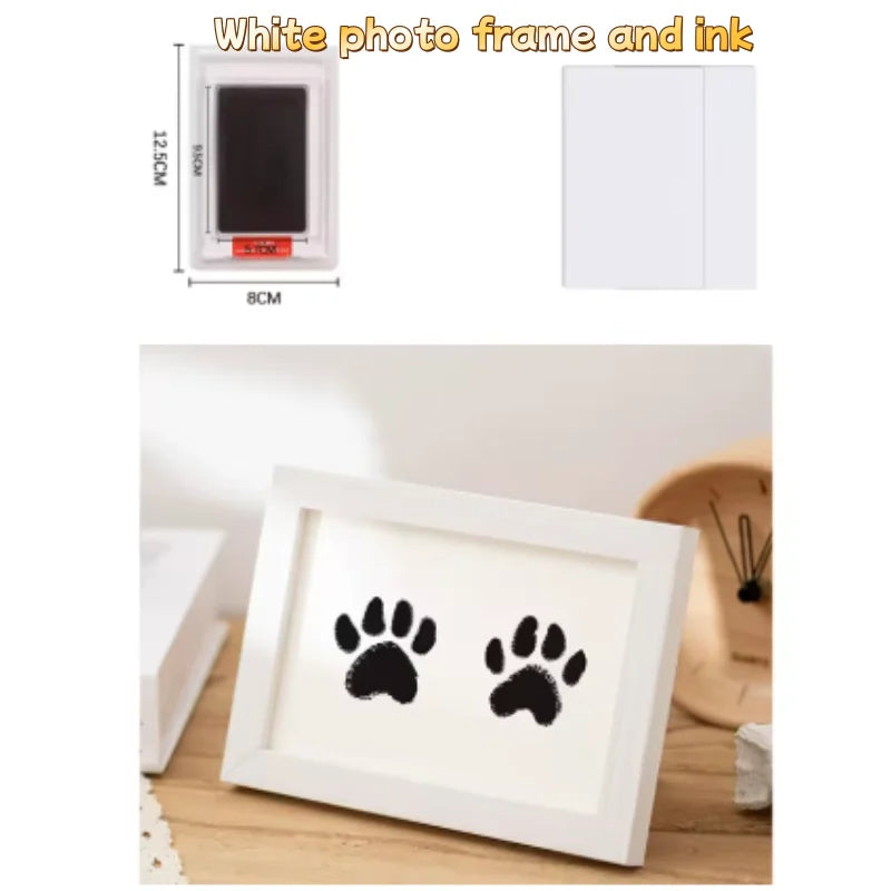 Cadre photo souvenir blanc avec kit tampon encreur