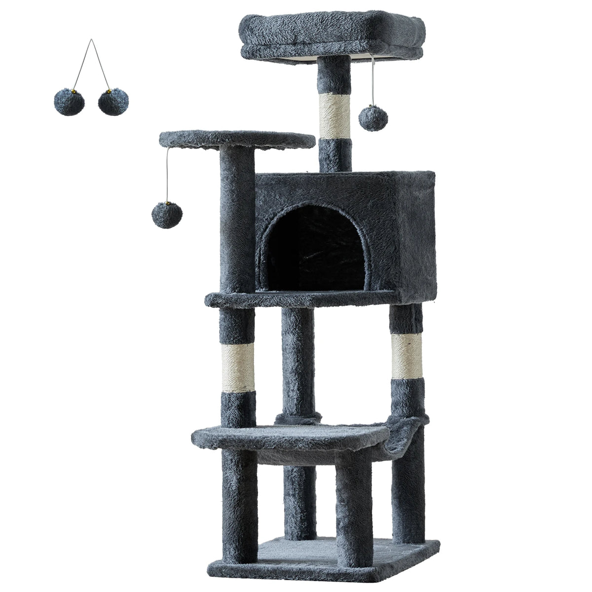 Arbre à chat multi-niveaux 112 cm avec condo et hamac / Multi-level cat tree 112cm with condo and hammock