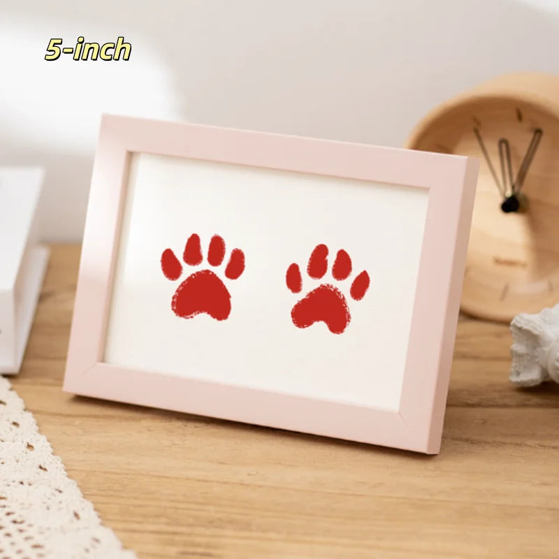 Cadre photo 5 pouces rose pastel pour empreinte patte