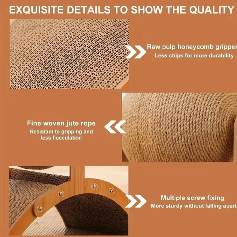 Balle à gratter pour chat 2-en-1 en bois et planche à gratter en sisal, jouet durable en bois massif pour chats et chatons, accessoires pour animaux de compagnie