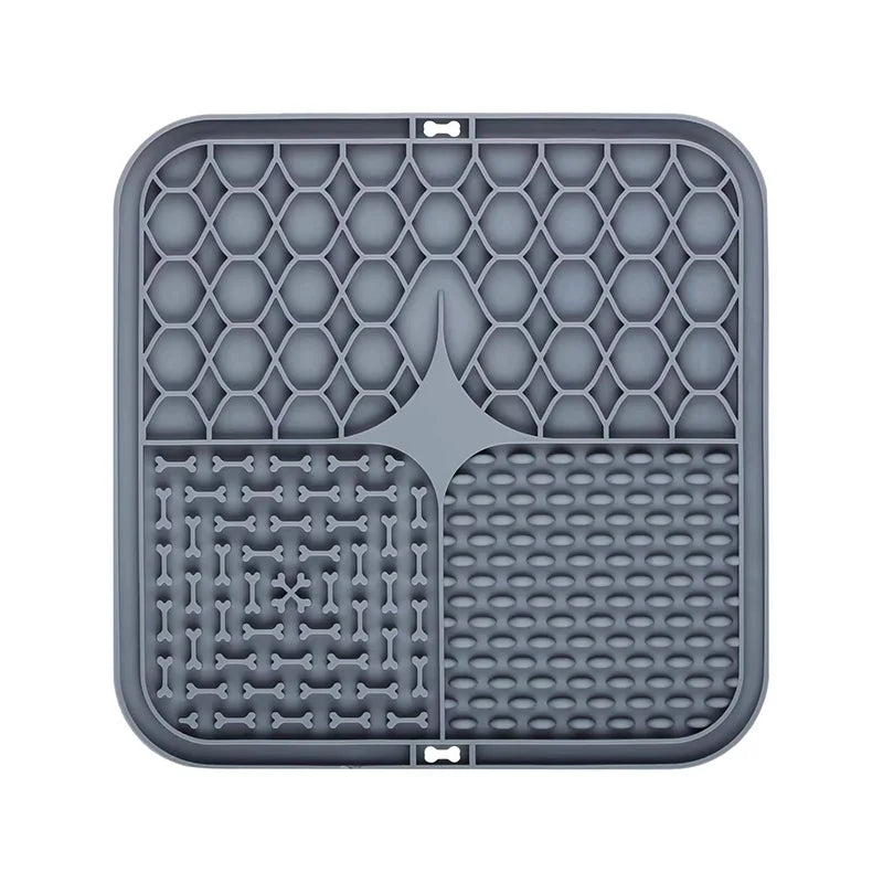 Tapis de léchage en silicone gris anti-glouton