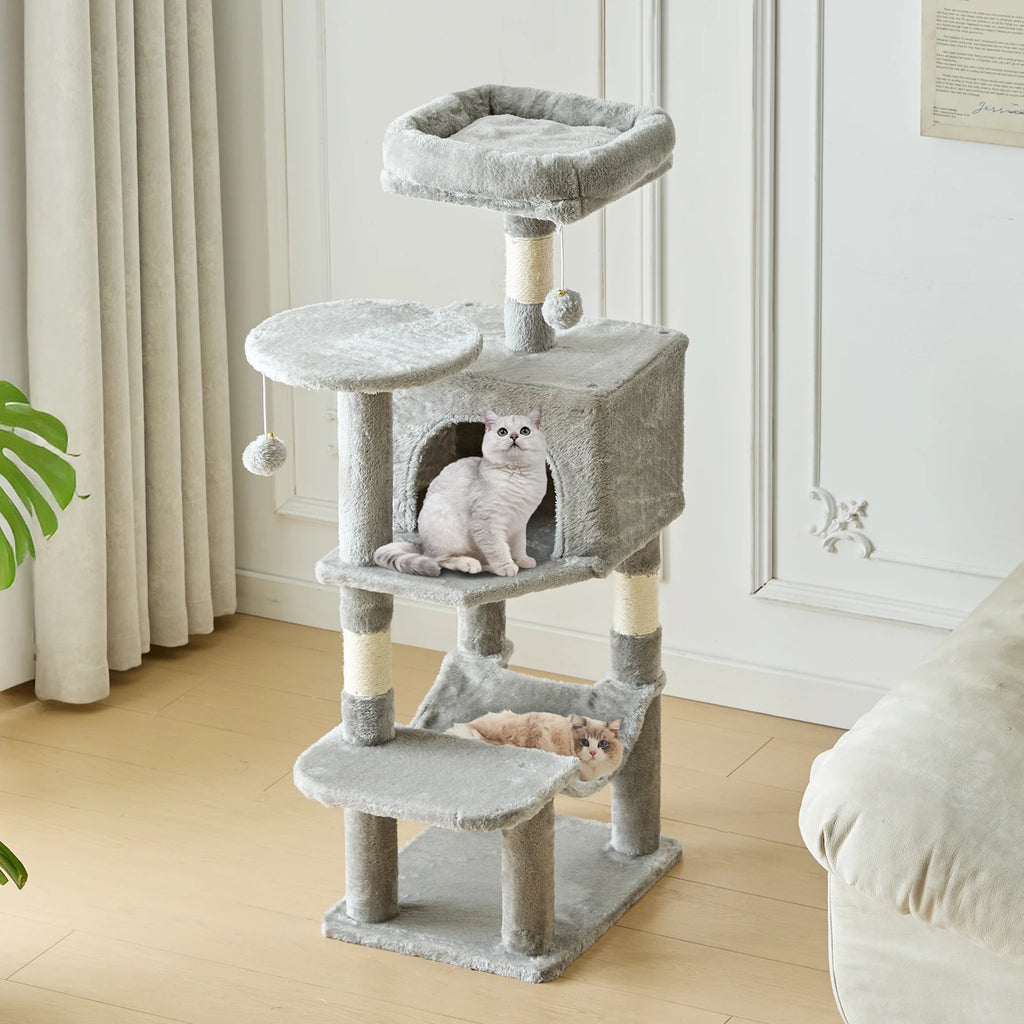 Arbre à chat multi-niveaux 112 cm avec condo et hamac / Multi-level cat tree 112cm with condo and hammock
