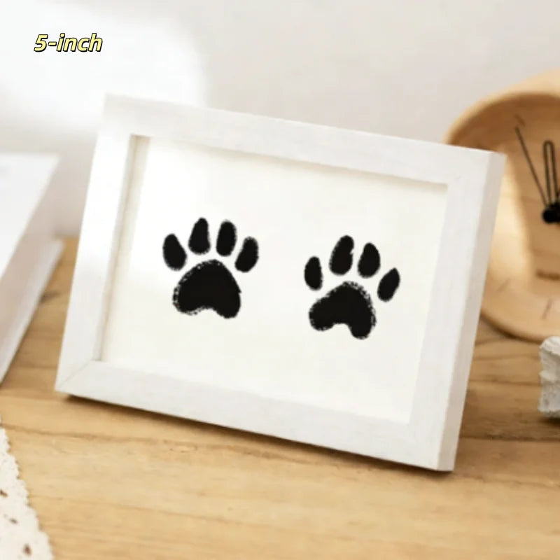 Cadre photo 5 pouces blanc cassé avec motif empreinte