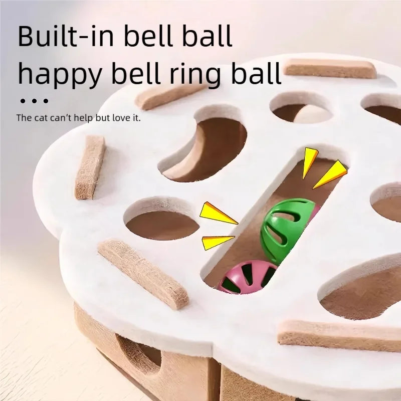 Jouet interactif en feutre pour chat avec clochette, tunnel, boîte à creuser et jeu d'auto-entretenement pour soulager l'ennui des chatons