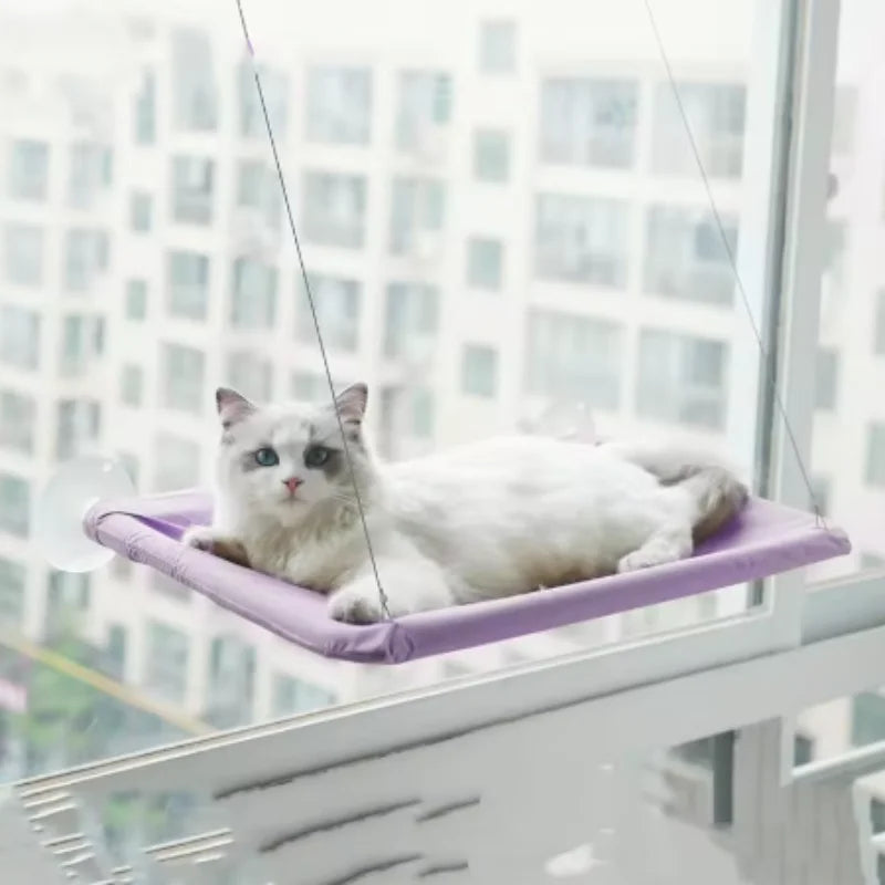 Lit de fenêtre pour chat violet avec câbles de suspension