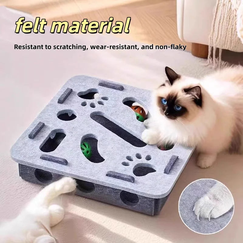 Jouet interactif en feutre pour chat avec clochette, tunnel, boîte à creuser et jeu d'auto-entretenement pour soulager l'ennui des chatons