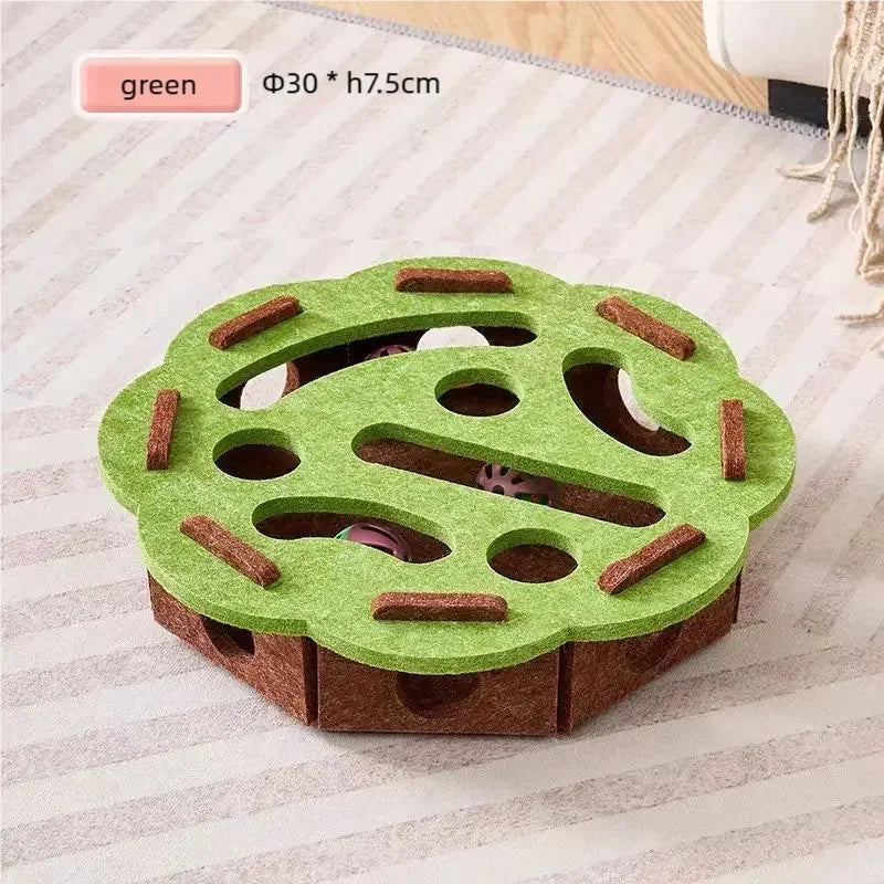 Jouet interactif en feutre pour chat avec clochette, tunnel, boîte à creuser et jeu d'auto-entretenement pour soulager l'ennui des chatons