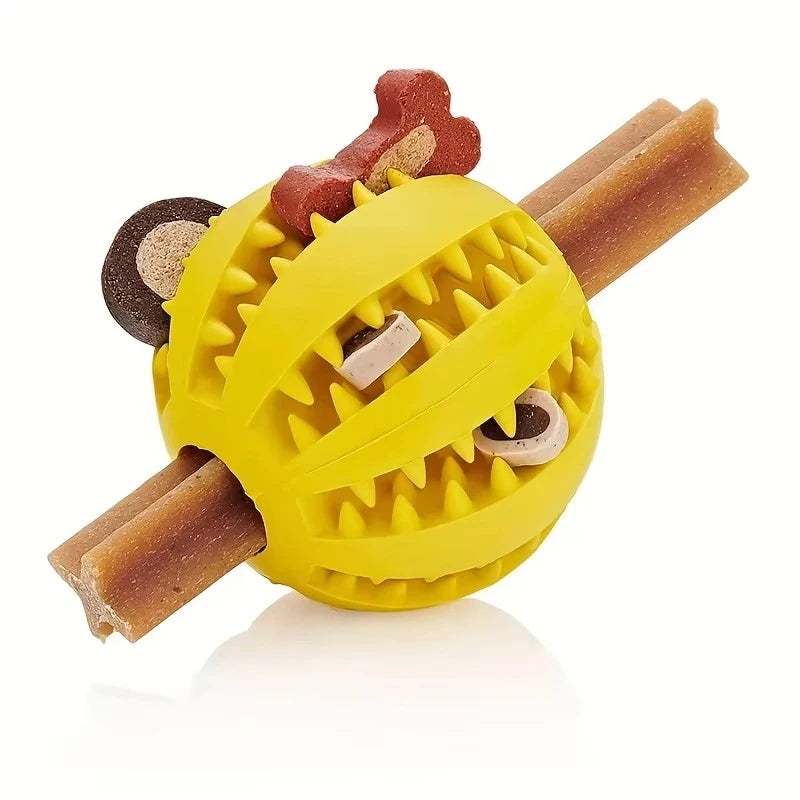 Balle interactive distributeur de friandises pour chien et chat - Jaune