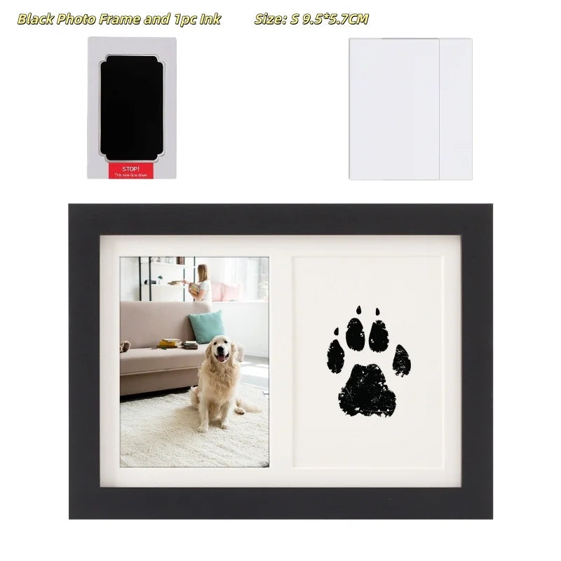 Cadre souvenir noir double compartiment avec kit empreinte