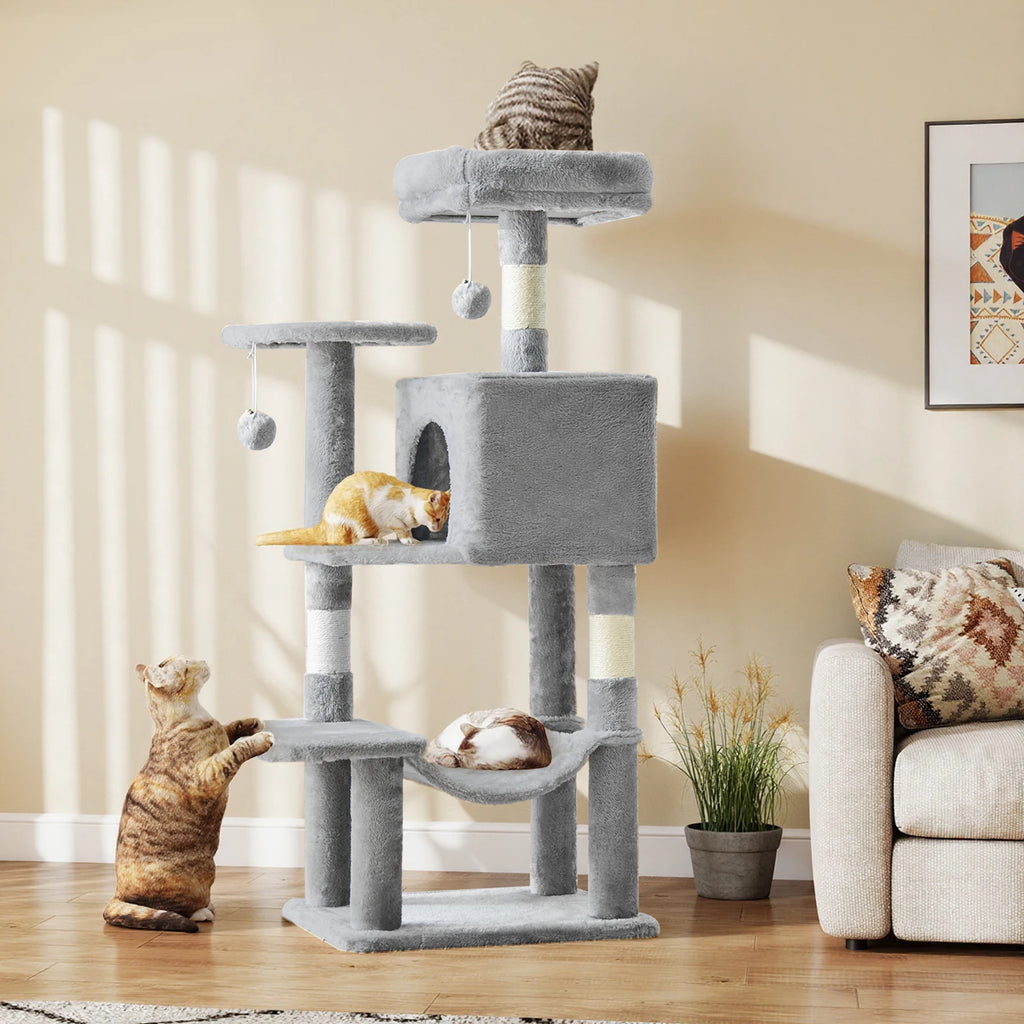Arbre à chat multi-niveaux 112 cm avec condo et hamac / Multi-level cat tree 112cm with condo and hammock