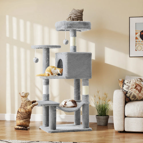 Arbre à chat multi-niveaux 112 cm avec condo et hamac / Multi-level cat tree 112cm with condo and hammock