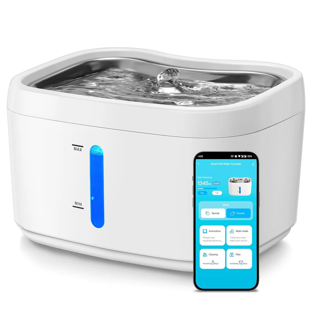 Triple filtration system for cat water fountain