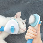 Brosse de toilettage pour chat auto-nettoyante bleue