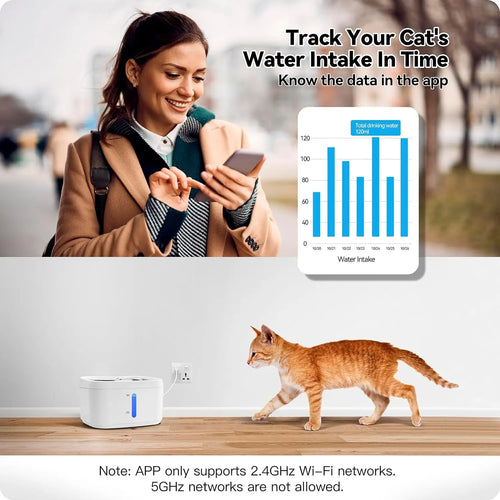 Triple filtration system for cat water fountain