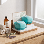 Ensemble de deux brosses de bain en silicone bleu pour chien et chat
